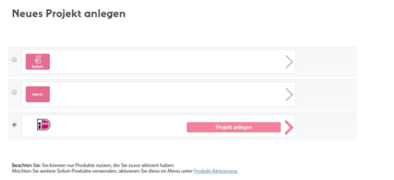 Projekt für iDEAL anlegen